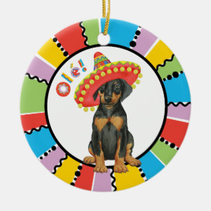 Fiesta Doberman Pinscher Ceramic Ornament