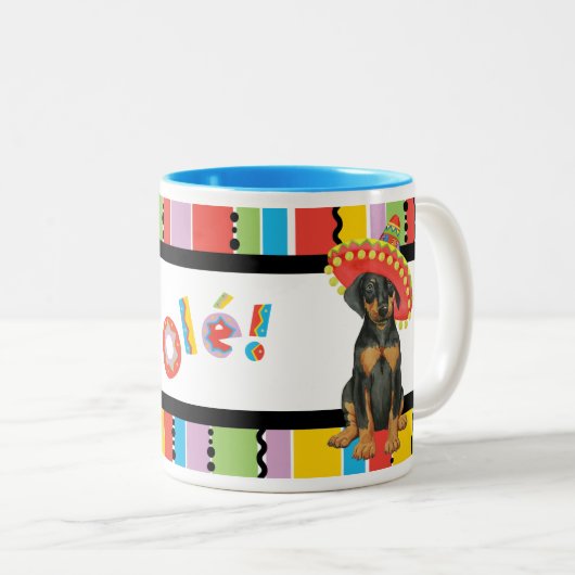 Fiesta Doberman Pinscher Two-Tone Coffee Mok (Voorkant rechts)