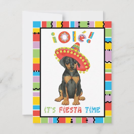 Fiesta Doberman Pinscher Uitnodiging (Voorkant)