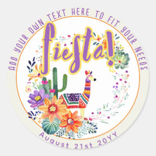 FIESTA Drama Lama Folkart Bloemen Aangepast Ronde Sticker