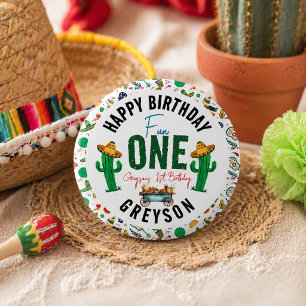 Fiesta Eerst 1e verjaardagsfeestje Ronde Button 5,7 Cm