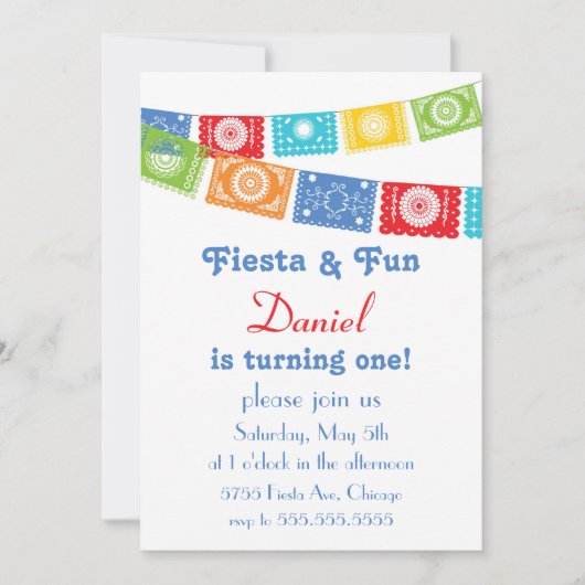 Fiesta en Fun Birthday Invitation Kaart (Voorkant)