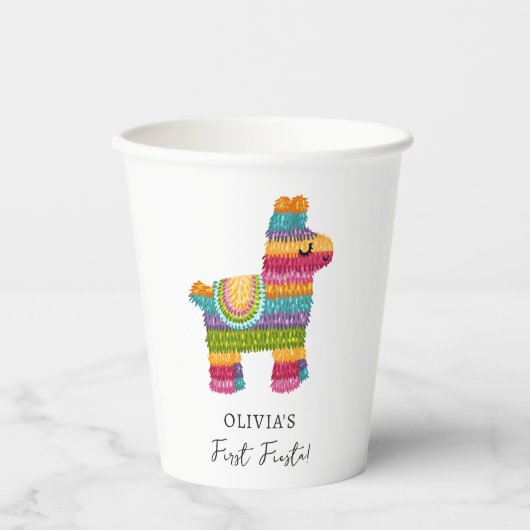Fiesta en Fun Piñata Mexicaanse Llama Eerste Verja Papieren Bekers (Voorkant)