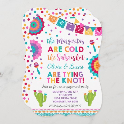 Fiesta Engagement Party Invitation Parti Mexicain (Devant / Derrière)