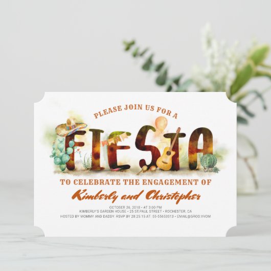 Fiesta Engagement Party nodigt Mexicaanse partij u Kaart (Staand voorkant)