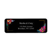 Fiesta Floral Black Wedding Retour Adres Label (Voorkant)