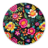 Fiesta Floral Extravaganza Keramische Knop (Voorkant)