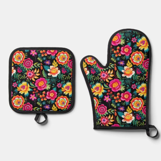 Fiesta Floral Extravaganza Ovenwant & Pannenlap Set (Voorkant)