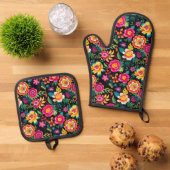 Fiesta Floral Extravaganza Ovenwant & Pannenlap Set (Top down)