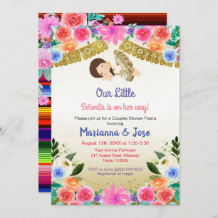Fiesta Floral Girl Couple de douche Invitation