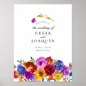 Fiesta Floral Mariage mexicain Affiche de bienvenu (Devant)
