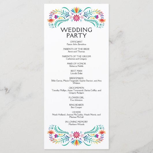 Fiesta Floral Wedding Programme (Dos)