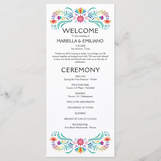 Fiesta Floral Wedding Programme (Devant)