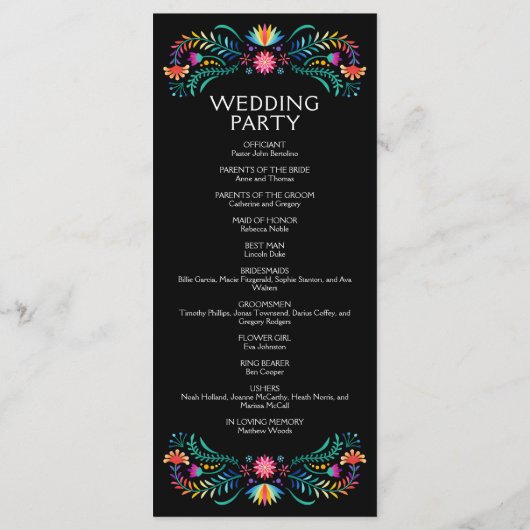 Fiesta Floral Wedding Programme (Dos)