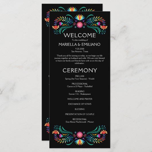 Fiesta Floral Wedding Programme (Devant / Derrière)