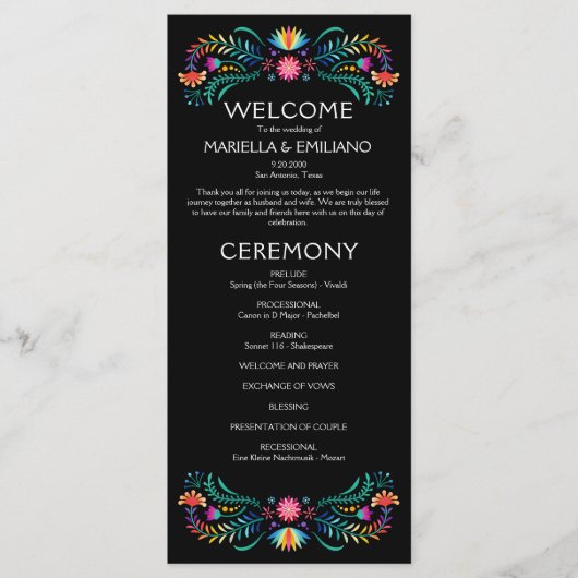 Fiesta Floral Wedding Programme (Devant)