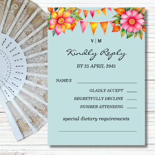 Fiesta florale colorée Mariage mexicain Carte RSVP