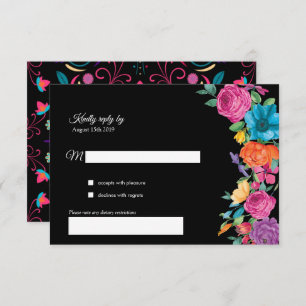 Fiesta Flowers & Broderie mexicaine Carte RSVP