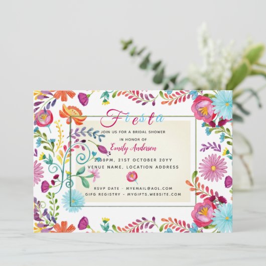 Fiesta Folk Invitations de douche nuptiale Aquarel (Debout devant)