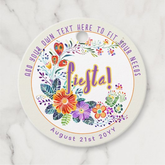 FIESTA Folkart Bloemen Custom Bedankjes Labels (Voorkant)