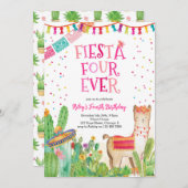 Fiesta Four Ever Girl Quatrième invitation anniver (Devant / Derrière)