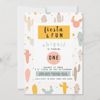 Fiesta Fun 1st Birthday Party Invitation Kaart