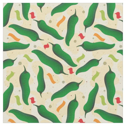 Fiesta Fun Green Chili Pattern Stof (Close Up)