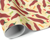Fiesta Fun Red Chili Pattern Cadeaupapier (Rol Hoek)