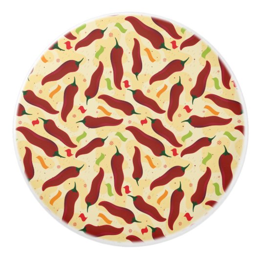 Fiesta Fun Red Chili Pattern Keramische Knop (Voorkant)