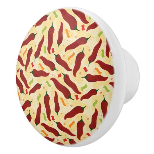 Fiesta Fun Red Chili Pattern Keramische Knop (Rechts)