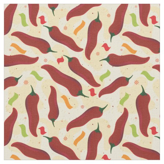 Fiesta Fun Red Chili Pattern Stof (Close Up)