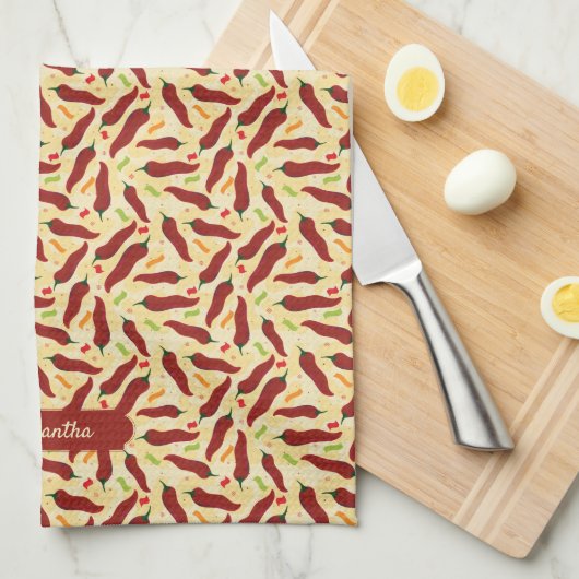 Fiesta Fun Red Chili Pattern Theedoek (Quarter Fold)