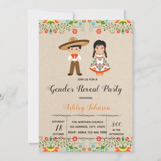 Fiesta gender onthult de uitnodiging van de partij (Voorkant)