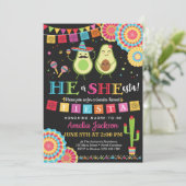 Fiesta He of she-esta Invitation Mexican Kaart (Staand voorkant)