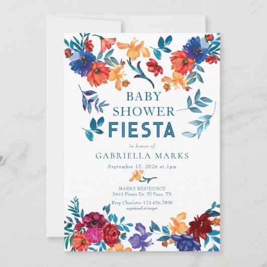 Fiesta | Invitation Baby shower aquarelle (Devant)