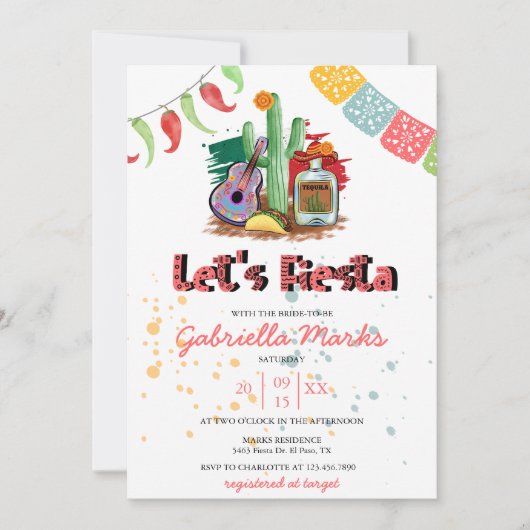 Fiesta | Invitation de douche nuptiale aquarelle (Devant)