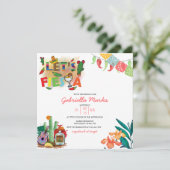 Fiesta | Invitation de douche nuptiale aquarelle (Debout devant)