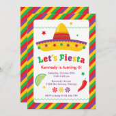 Fiesta ! Invitation de fête d'anniversaire (Devant / Derrière)