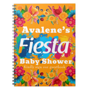 Fiesta Kleurrijke Bloemen Baby shower Guestbook Notitieboek