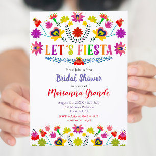 Fiesta Kleurrijke Bloemen Bruids Douche Uitnodigin Kaart