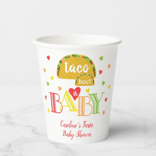 Fiesta Kleurrijke Taco Over een Baby shower Papieren Bekers (Voorkant)