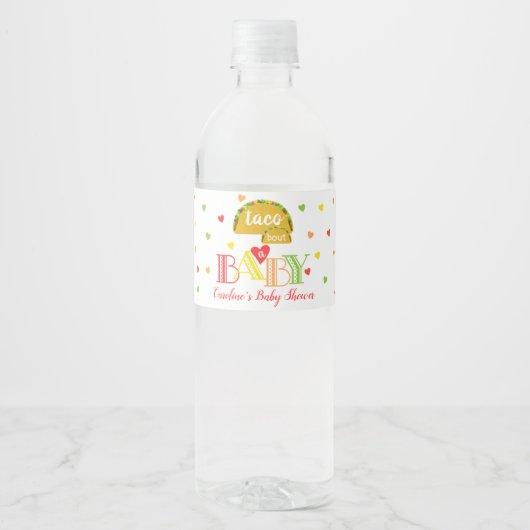 Fiesta Kleurrijke Taco Over een Baby shower Waterfles Etiket (Voorkant)