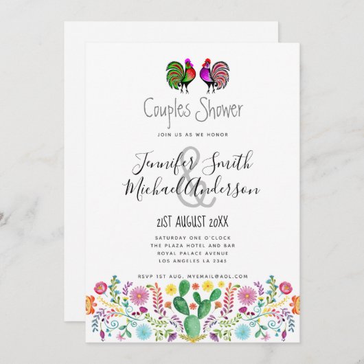 Fiesta Koppels Bruiloften Folk Art Bloemen Kaart (Voorkant / Achterkant)