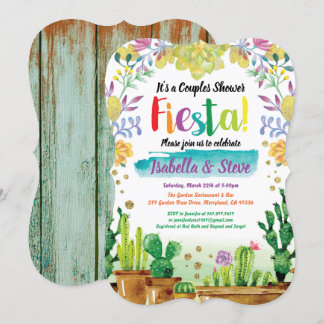 Fiesta koppels douche uitnodiging met cactus
