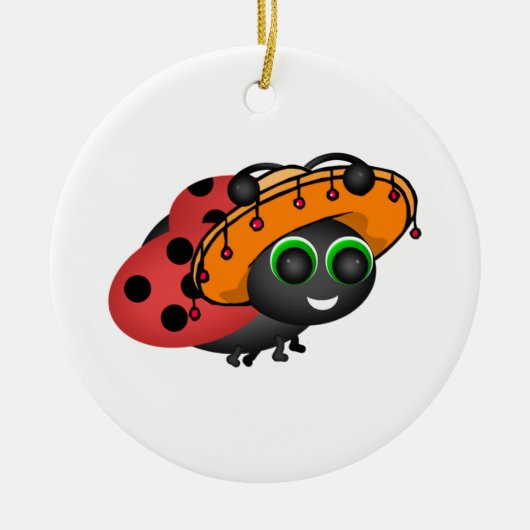 Fiesta Ladybug in Sombrero Keramisch Ornament (Voorkant)