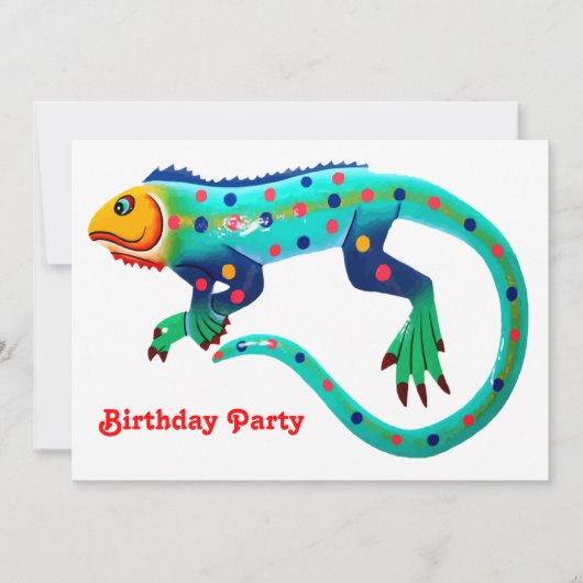 Fiesta Lizard Birthday Party Kaart (Voorkant)