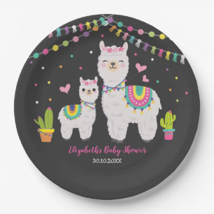 Fiesta Llama Baby Girl Shower Cactus Alpaca Party Papieren Bordje