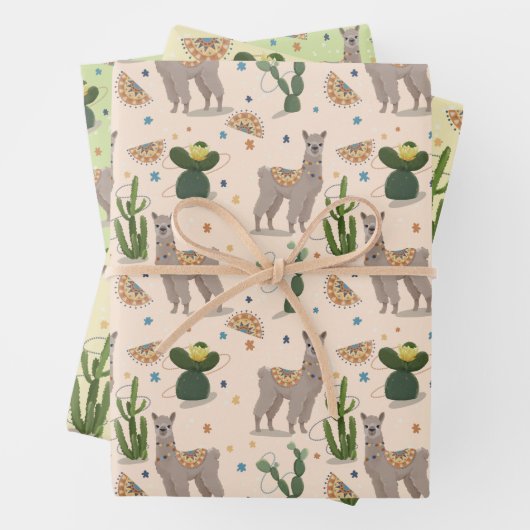 Fiesta Llama Cactus Inpakpapier Vel (In situ)
