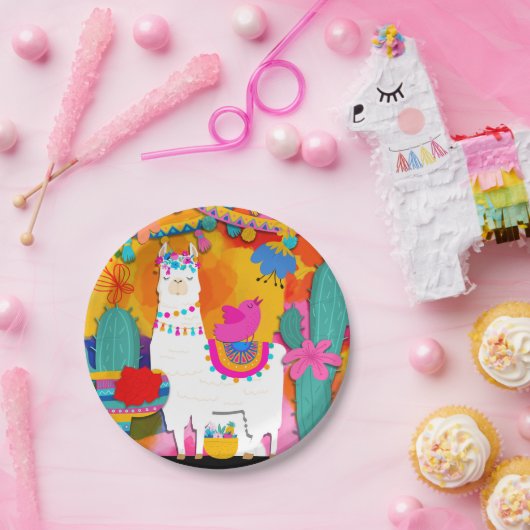 Fiesta Llama Cinco De Mayo Verjaardagsfeest Papieren Bordje (Feest)