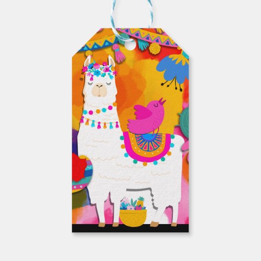 Fiesta Llama Cinco De Mayo Verjaardagsfeestje Cadeaulabel (Achterkant)